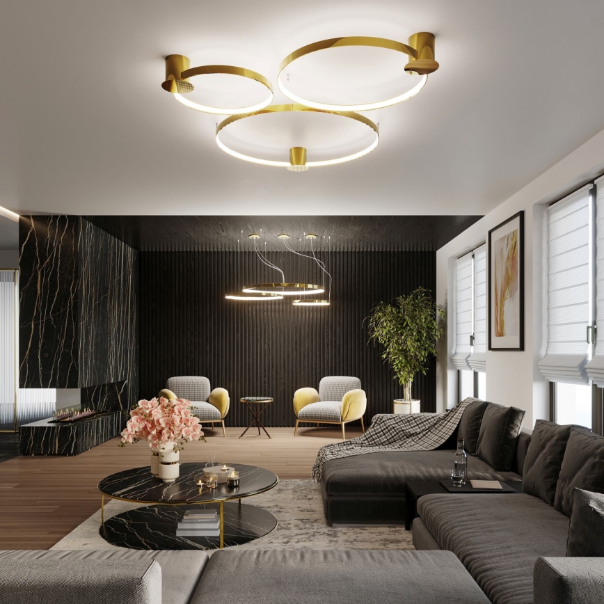 Thoro TH.252 - LED Stropné svietidlo RIO LED/50W/230V CRI 90 3000K pr. 78 cm zlatá