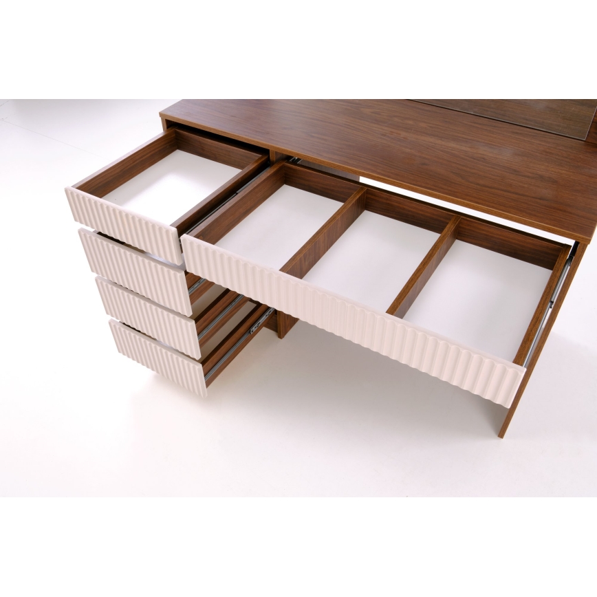 Toaletný stolík AMORIO 120x55 cm kašmír/dekor orech