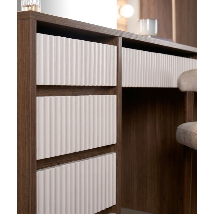 Toaletný stolík AMORIO 120x55 cm kašmír/dekor orech