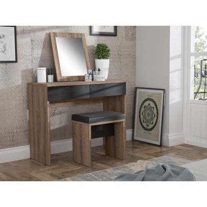 Toaletný stolík JUNO + taburet 45x29,6 cm hnedá/čierna