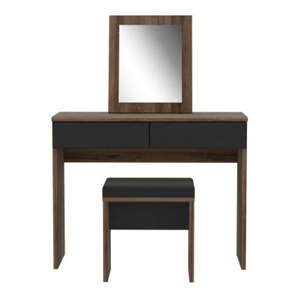 Toaletný stolík JUNO + taburet 45x29,6 cm hnedá/čierna