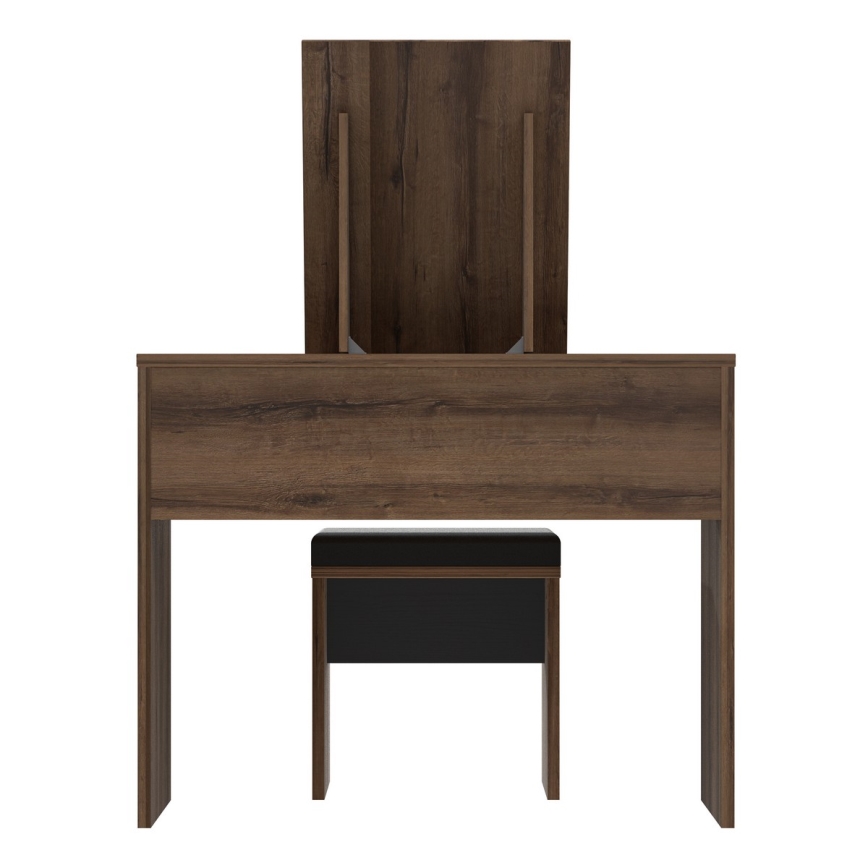 Toaletný stolík JUNO + taburet 45x29,6 cm hnedá/čierna