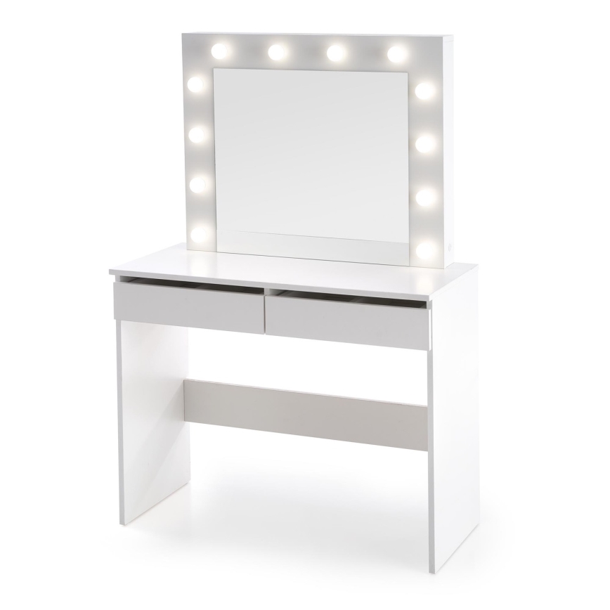 Toaletný stolík s LED osvetlením HOLLYWOOD 140x94 cm biela