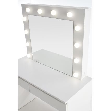 Toaletný stolík s LED osvetlením HOLLYWOOD 140x94 cm biela