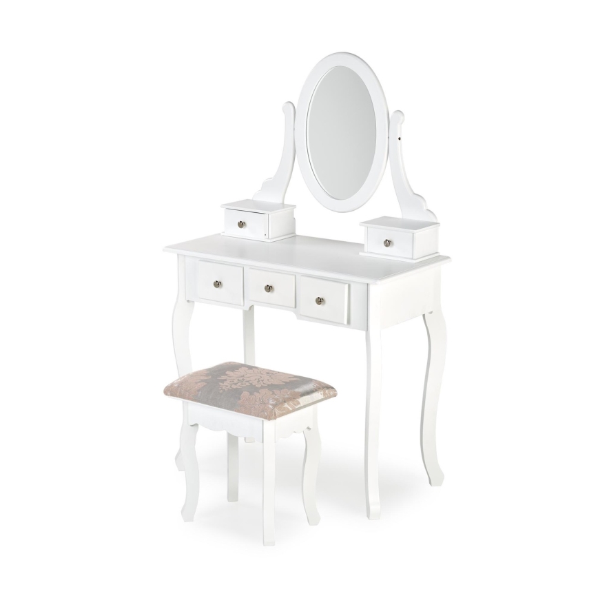 Toaletný stolík SARA 80x130 cm + taburet 45x37 cm biela