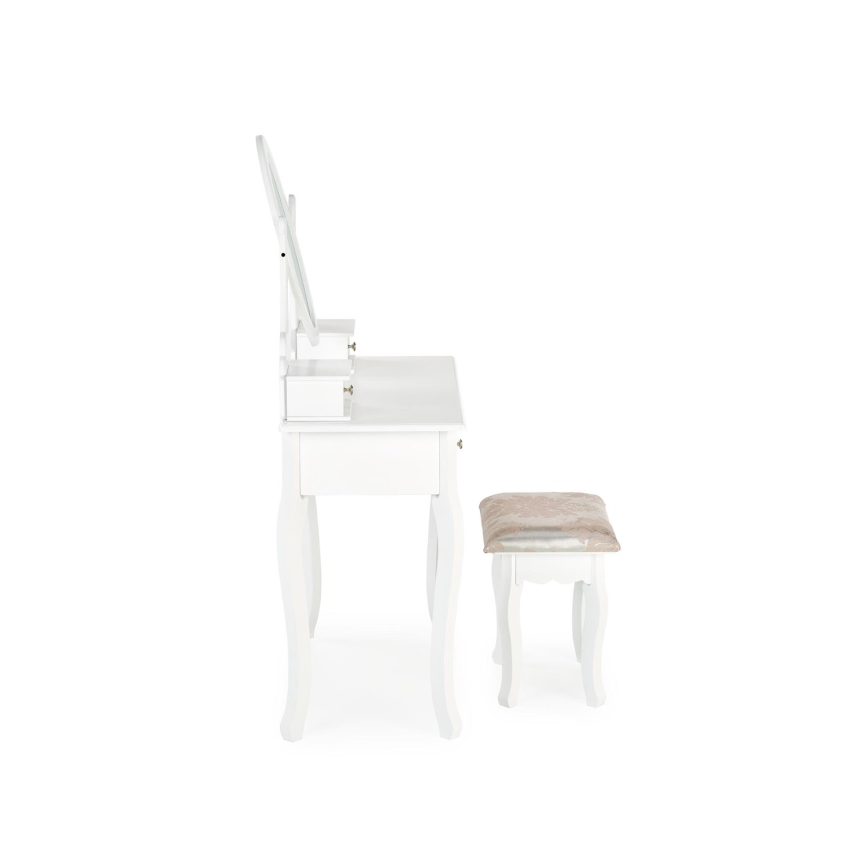 Toaletný stolík SARA 80x130 cm + taburet 45x37 cm biela