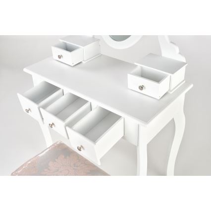 Toaletný stolík SARA 80x130 cm + taburet 45x37 cm biela