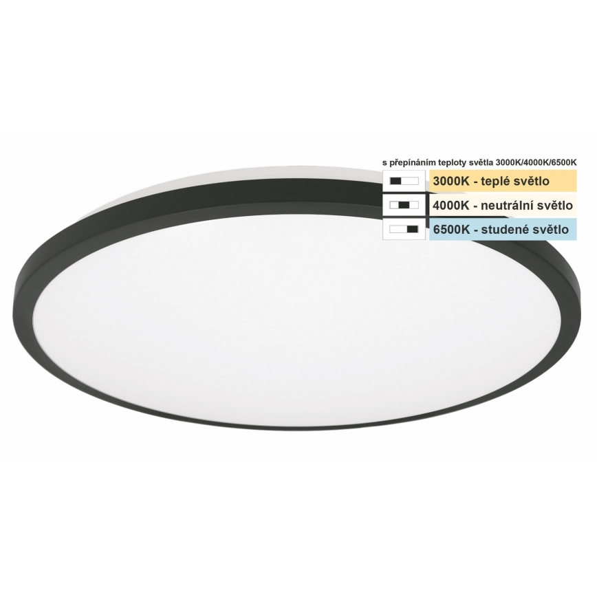 Top Light - LED Kúpeľňové stropné svietidlo ONYX LED/10W/230V IP44 3000/4000/6500K pr. 29 cm čierna