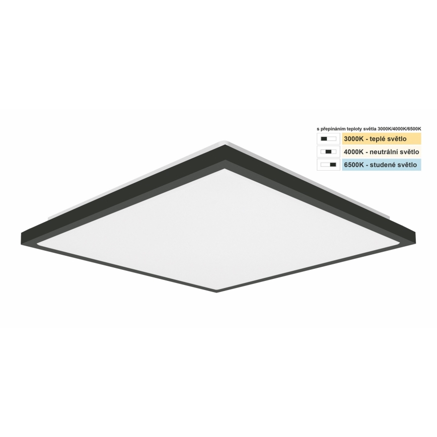 Top Light - LED Kúpeľňové stropné svietidlo ONYX LED/24W/230V IP44 3000/4000/6500K 38x38 cm čierna