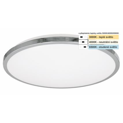 Top Light - LED Kúpeľňové stropné svietidlo SILVER LED/10W/230V IP44 3000/4000/6500K pr. 29 cm lesklý chróm