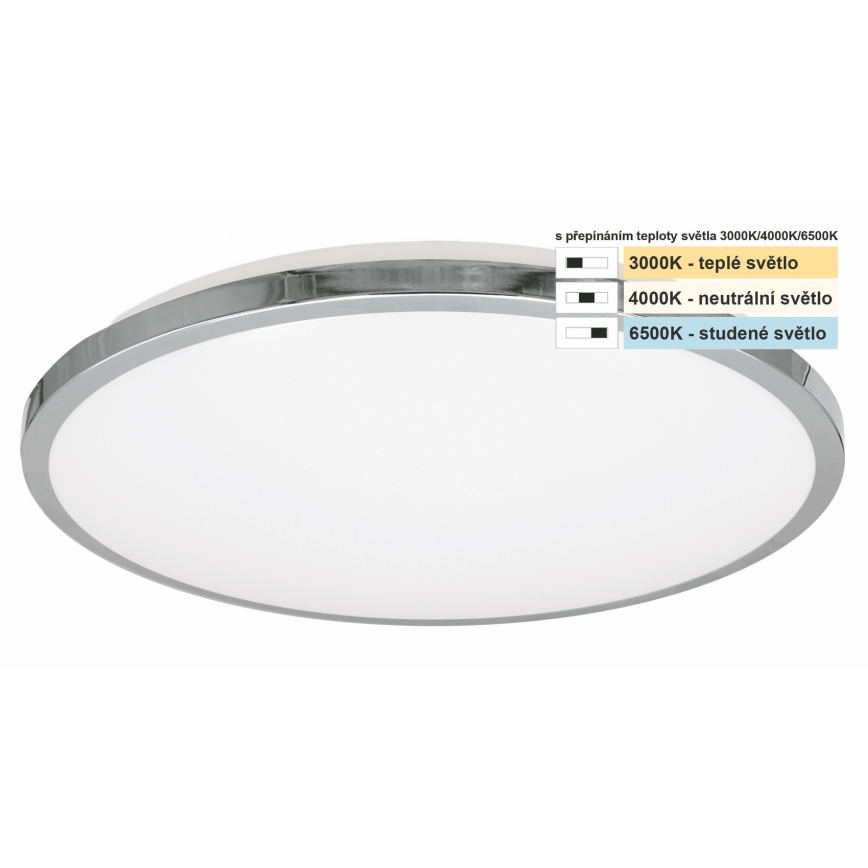 Top Light - LED Kúpeľňové stropné svietidlo SILVER LED/10W/230V IP44 3000/4000/6500K pr. 29 cm lesklý chróm