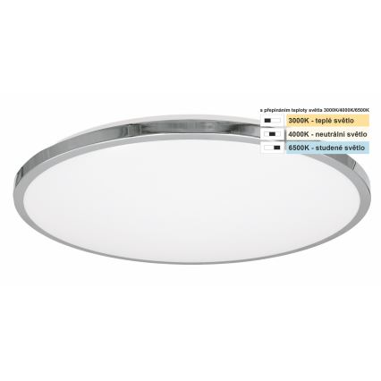 Top Light - LED Kúpeľňové stropné svietidlo SILVER LED/18W/230V IP44 3000/4000/6500K pr. 34 cm lesklý chróm