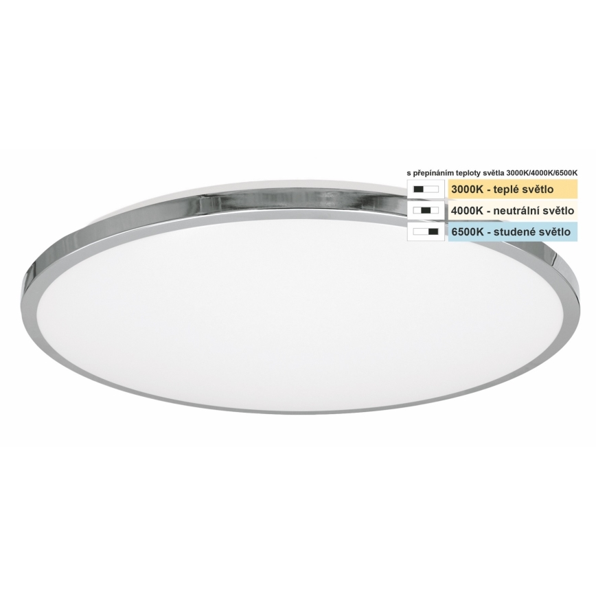 Top Light - LED Kúpeľňové stropné svietidlo SILVER LED/18W/230V IP44 3000/4000/6500K pr. 34 cm lesklý chróm