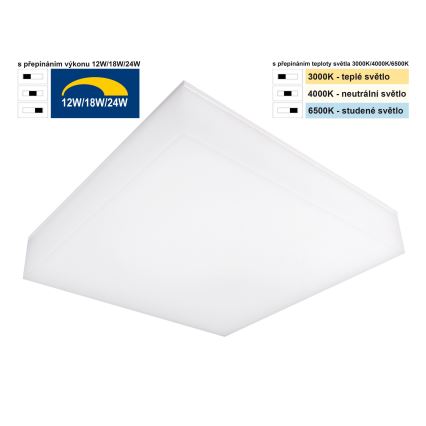 Top Light - LED Stmievateľné stropné nástenné svietidlo BOXTER LED/12/18/24W/230V IP54 3000/4000/6500K 28x28 cm