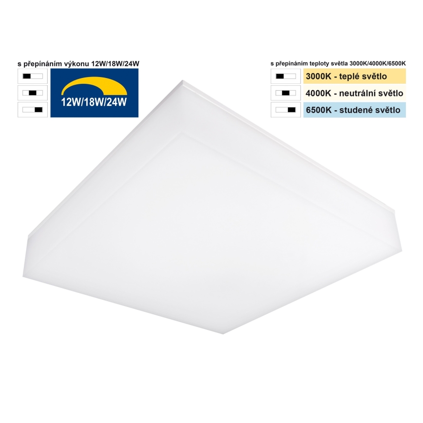 Top Light - LED Stmievateľné stropné nástenné svietidlo BOXTER LED/12/18/24W/230V IP54 3000/4000/6500K 28x28 cm