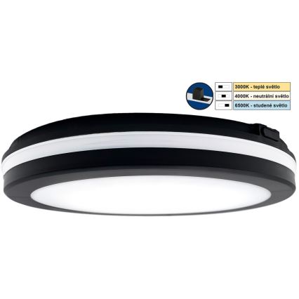 Top Light - LED Kúpeľňové svietidlo COMET LED/24W/230V 3000/4000/6500K IP54 pr. 30 cm čierna