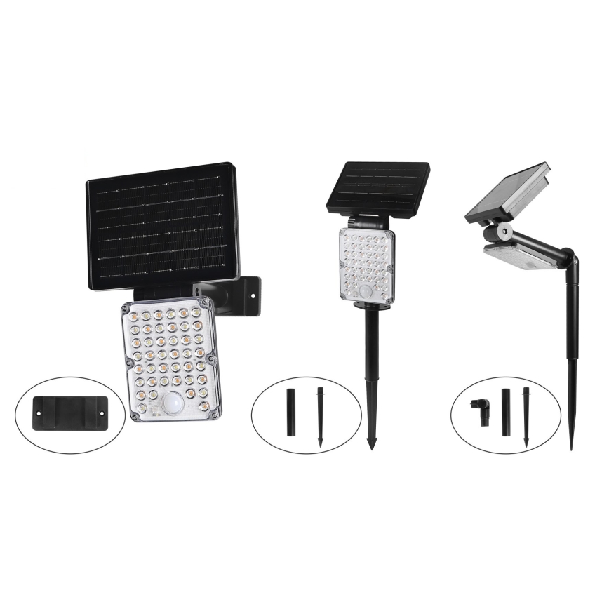 Top Light - LED solárne svietidlo so senzorom 3v1 ZENITH LED/10W/3,7V 3000/4000/6500K IP54 2400 mAh