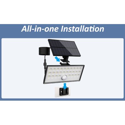 Top Light - LED Solárny nástenný reflektor so senzorom HELEON VARIO LED/8W/3,7V IP65 4000K 2200 mAh + diaľkové ovládanie
