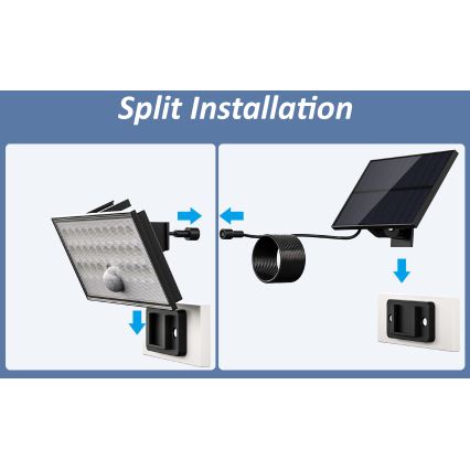 Top Light - LED Solárny nástenný reflektor so senzorom HELEON VARIO LED/8W/3,7V IP65 4000K 2200 mAh + diaľkové ovládanie