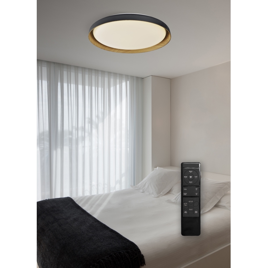 Top Light - LED Stmievateľné stropné svietidlo SATELLITE LED/36W/230V 3000-6500K pr. 43 cm čierna/hnedá + diaľkové ovládanie