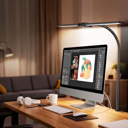 Top Light - LED stmievateľná stolová lampa so svorkou LYRA LED/18W/230V 3000-6500K čierna