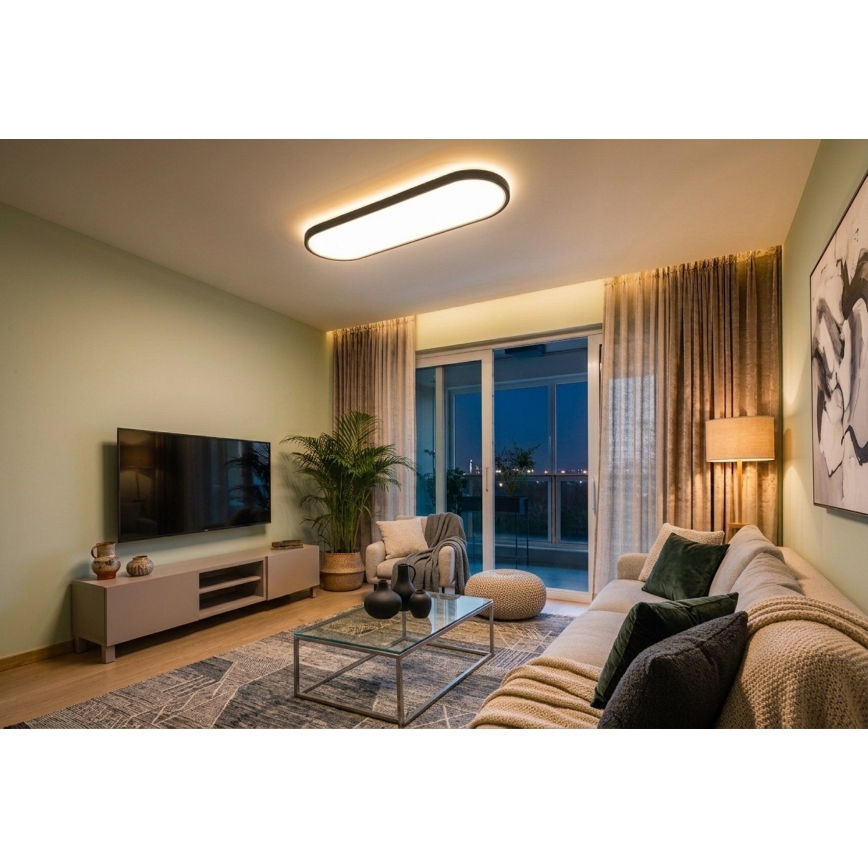 Top Light - LED Stmievateľné stropné prisadené závesné svietidlo OVAL LED/36W/230V 3000-6500K čierna + diaľkové ovládanie
