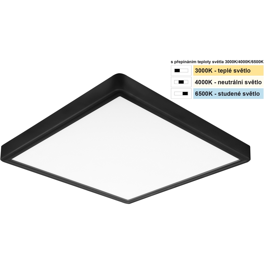 Top Light - LED Stropné svietidlo REVIT LED/24W/230V 3000/4000/6500K 30x30 cm čierna