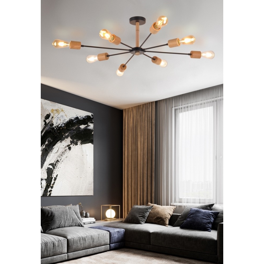 Top Light Star 8 - Luster na tyči STAR 8xE27/40W/230V borovica