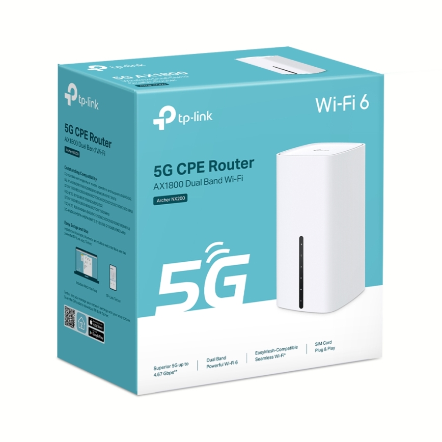 TP-Link - Bezdrôtový dvojpásmový gigabitový 5 GHz router Archer NX200 Wi-Fi
