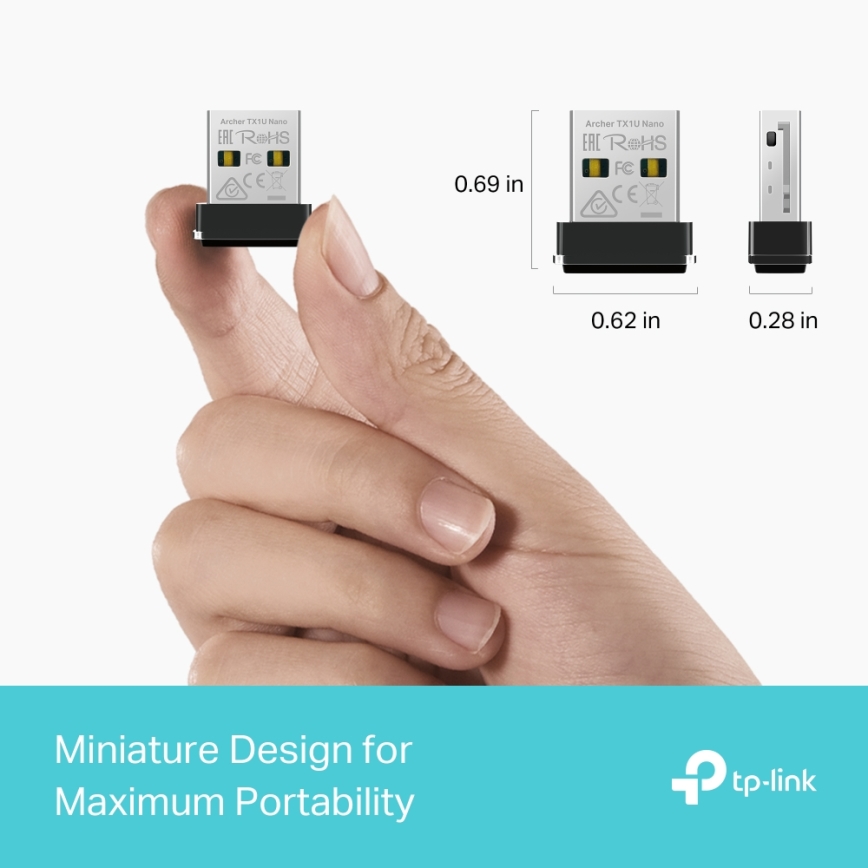 TP-Link - Bezdrôtový Wi-Fi 6 USB nano adaptér Archer TX1U Nano
