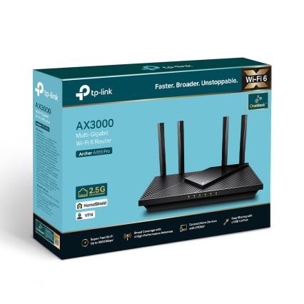 TP-Link - Dvojpásmový multigigabitový Wi‑Fi 6 router s 2,5G portom Archer AX55 Pro