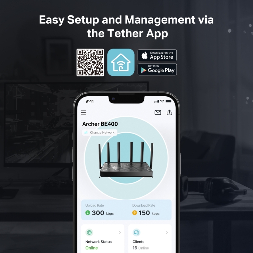 TP-Link - Dvojpásmový router Wi‑Fi 7 Archer BE400