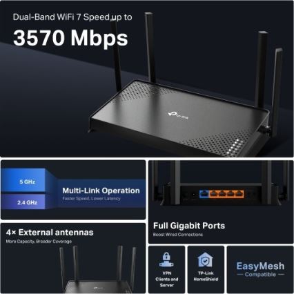 TP-Link - Dvojpásmový Wi-Fi 7 smerovač Archer BE220