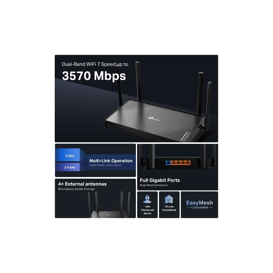 TP-Link - Dvojpásmový Wi-Fi 7 smerovač Archer BE220