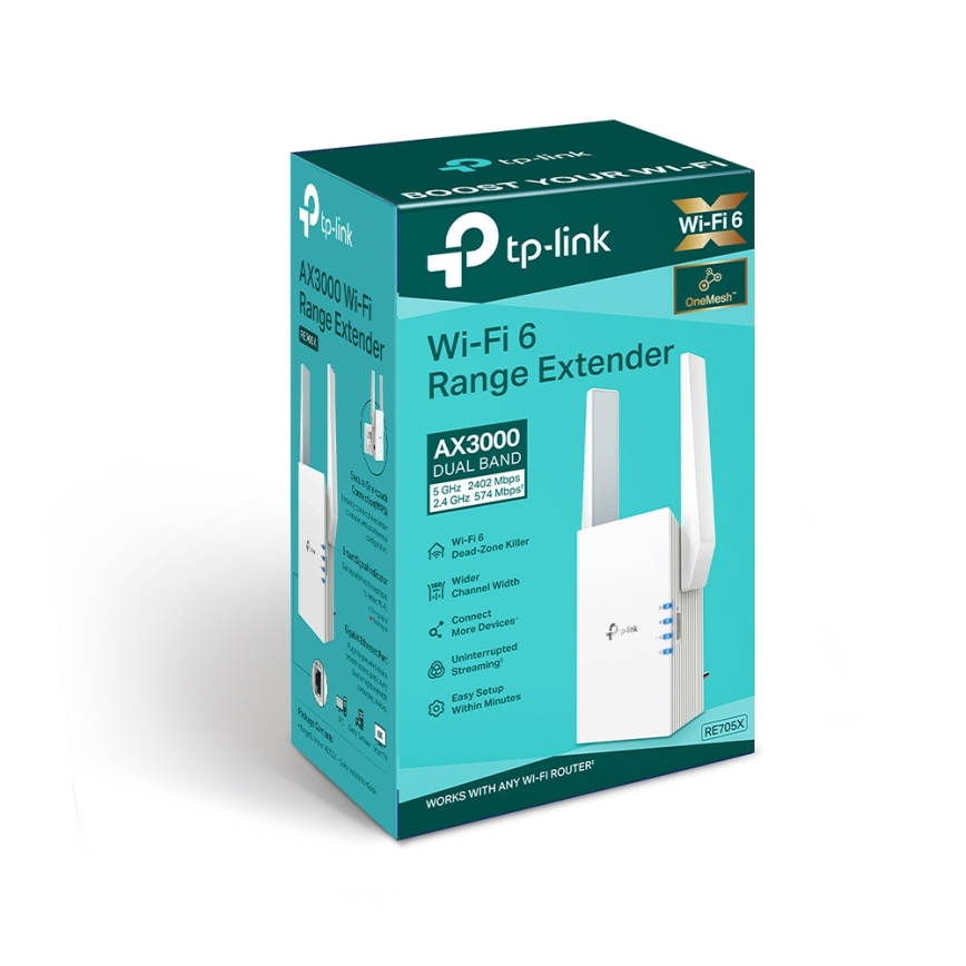 TP-Link - Dvojpásmový Wi‑Fi 6 rozširovač RE705X