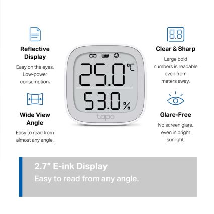 TP-Link - Inteligentný monitor na meranie teploty a vlhkosti 2× AAA Wi-Fi