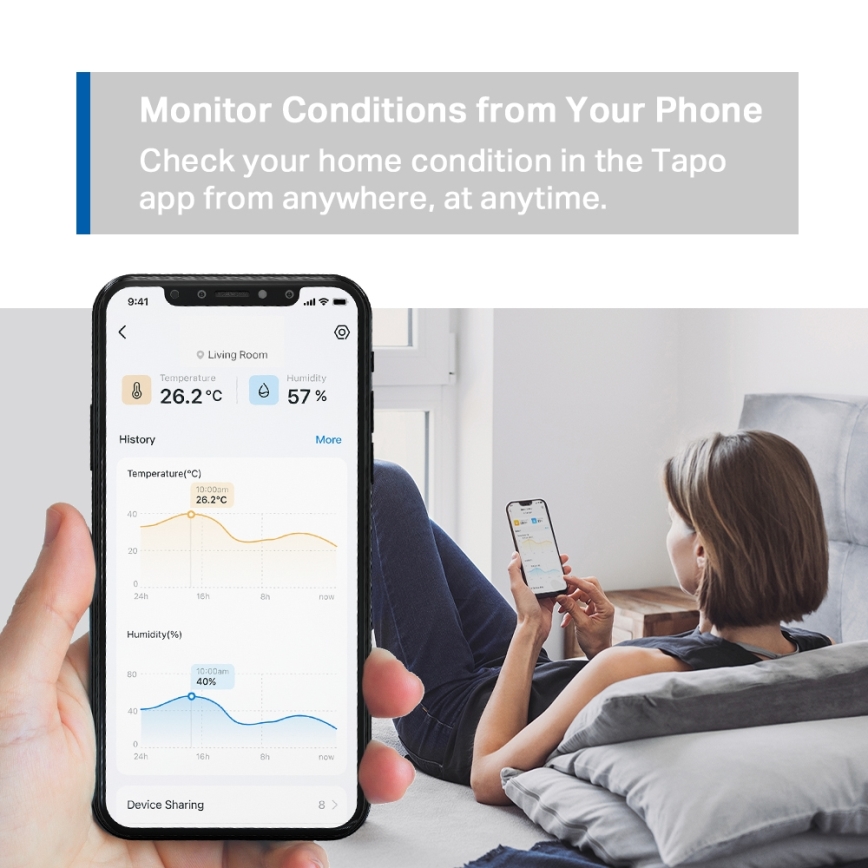 TP-Link - Inteligentný monitor na meranie teploty a vlhkosti 2× AAA Wi-Fi