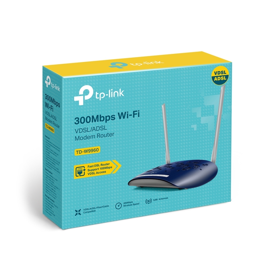 TP-Link - Modem a smerovač 300 Mbps Bezdrôtový N VDSL/ADSL TD-W9960 Wi-Fi