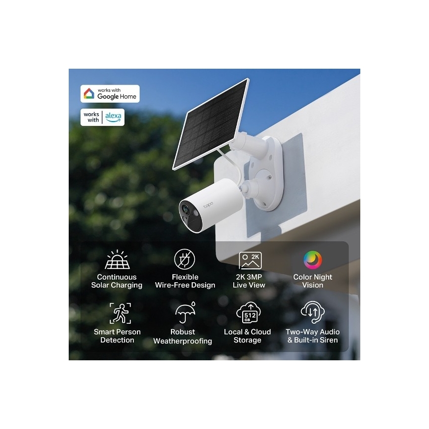 TP-Link - Vonkajšia solárna kamera s pohybovým senzorom, krytie IP65, Wi-Fi