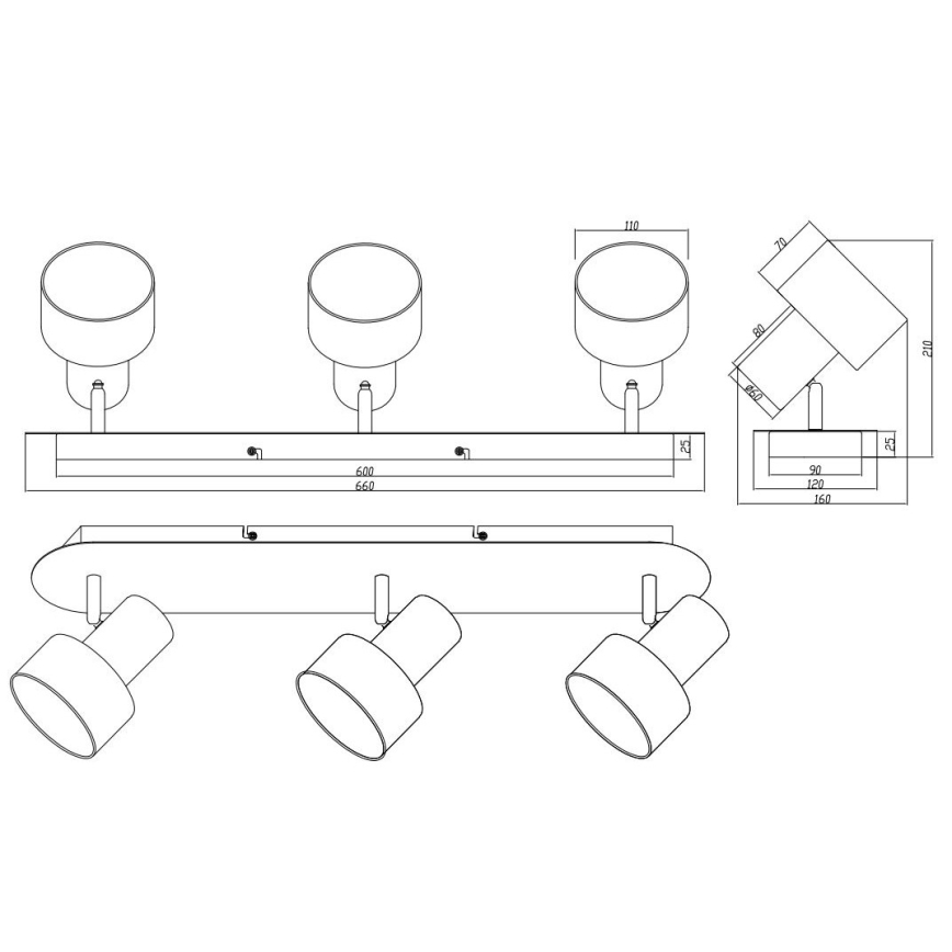 Trio - Bodové svietidlo WAILER 3xGU10/5W/230V matný chróm