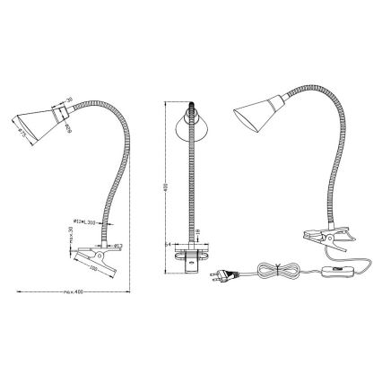 Trio - LED Lampa s Klipom PRETO LED/4,1W/230V