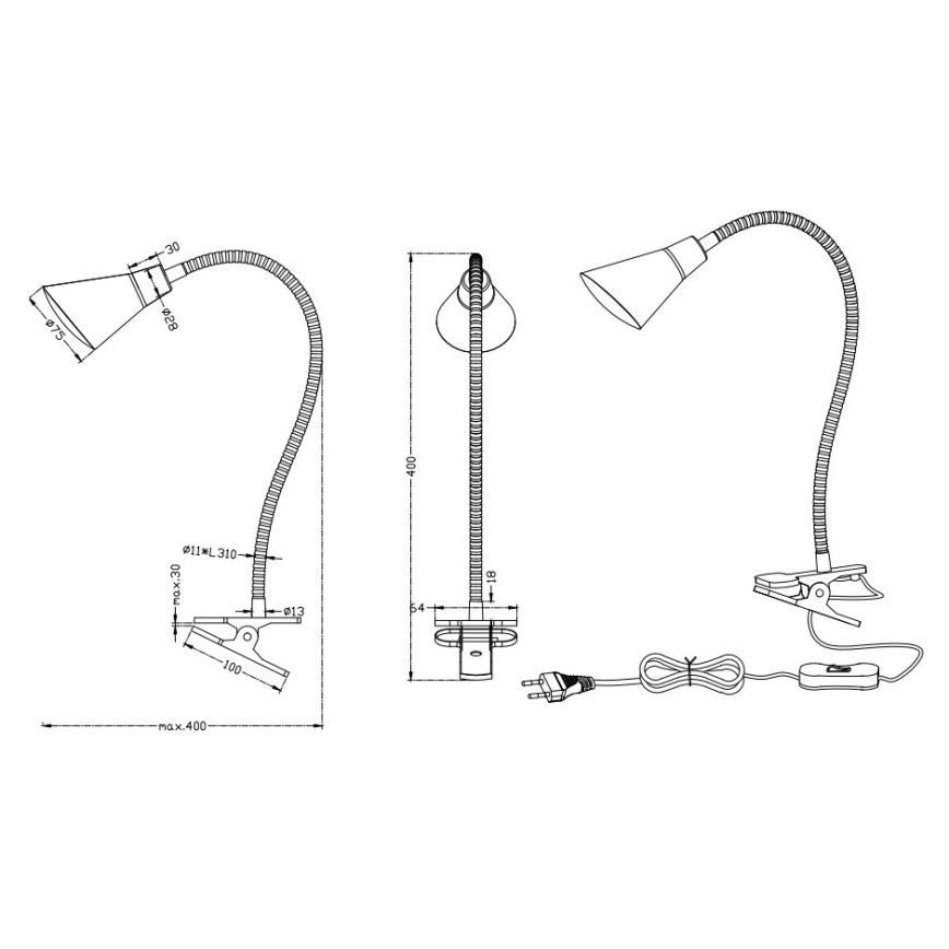 Trio - LED Lampa s Klipom PRETO LED/4,1W/230V