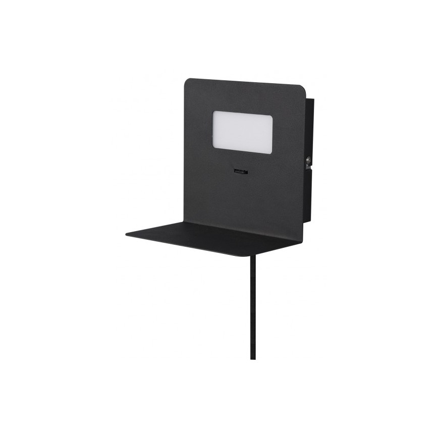 Trio - LED Nástenné svietidlo s poličkou ALOFT LED/3W/230V + USB port čierna