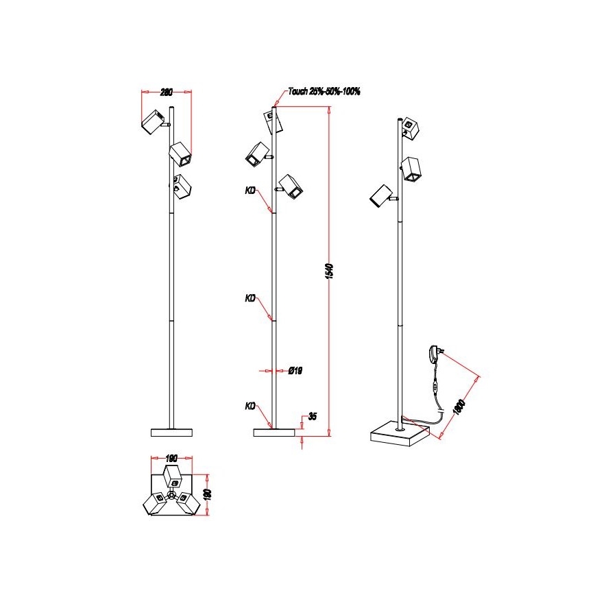 Trio - LED Stmievateľná dotyková stojacia lampa LAGOS 3xLED/4,7W/230V