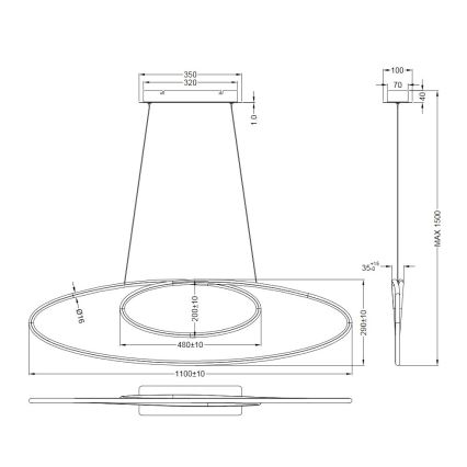 Trio - LED Stmievateľný luster na lanku AVUS LED/35W/230V