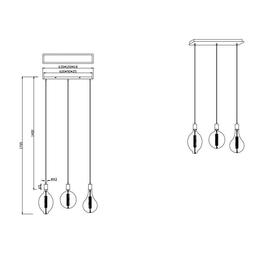 Trio - LED Stmievateľný luster na lanku GINSTER 3xE27/8W/230V