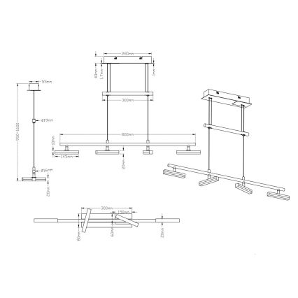 Trio - LED Stmievateľný luster na lanku OPIUM 4xLED/4,5W/230V