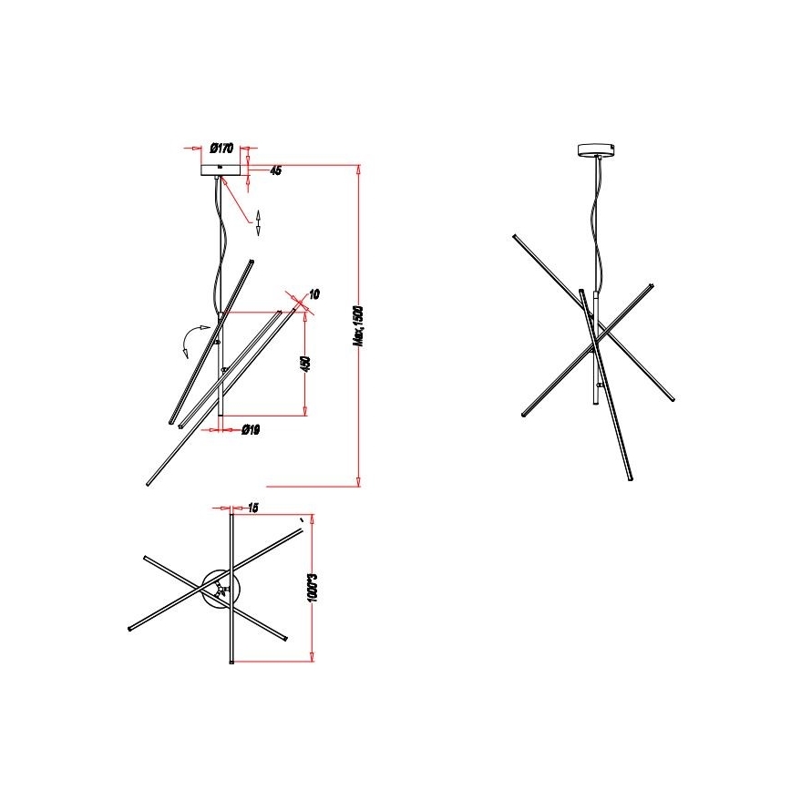 Trio - LED Stmievateľný luster na lanku TIRIAC 3xLED/8,5W/230V