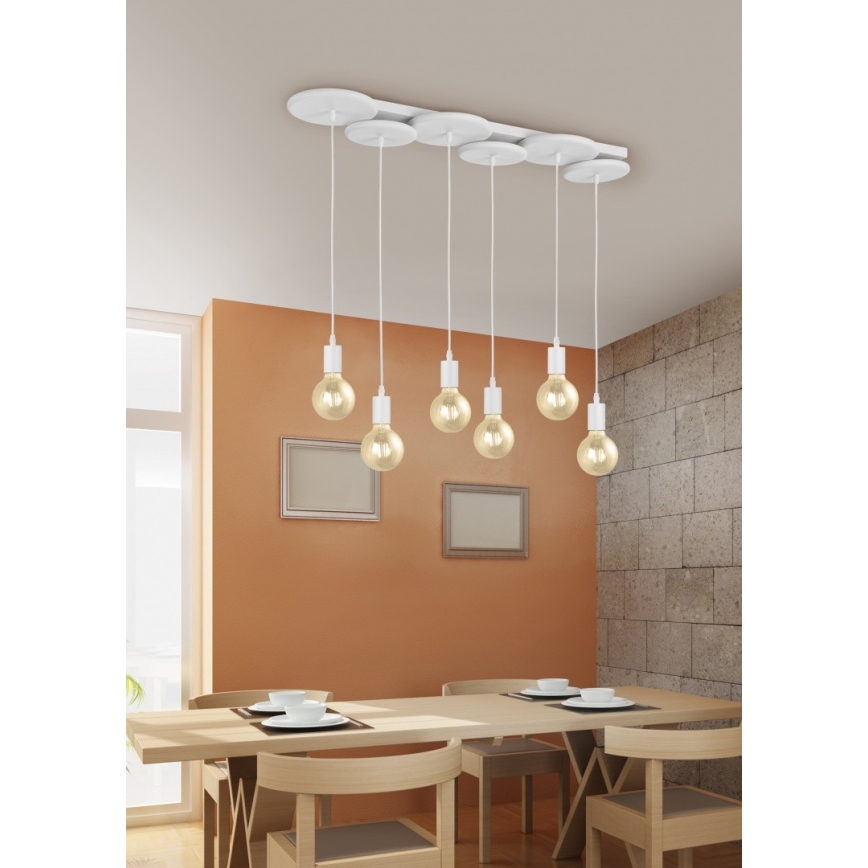 Trio - Luster na lanku DISCUS 6xE27/28W/230V biela