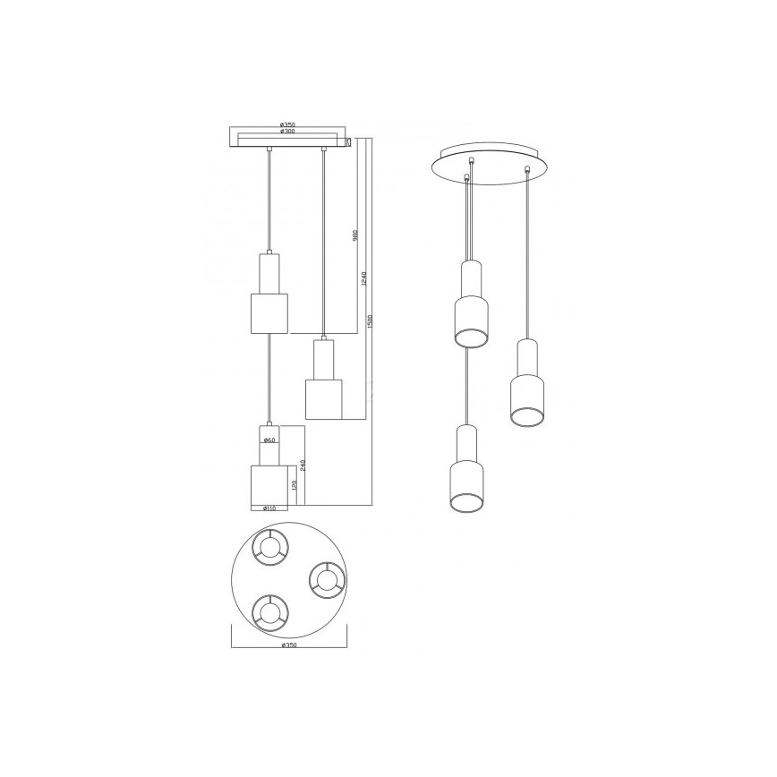 Trio - Luster na lanku WAILER 3xGU10/5W/230V béžová